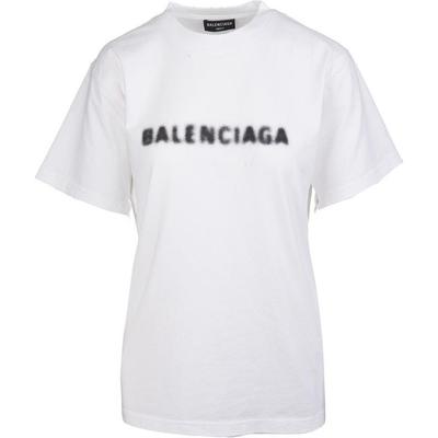 Balenciaga Футболка с размытым логотипом 'Белый Черный' Унисекс 661705TKVD59040