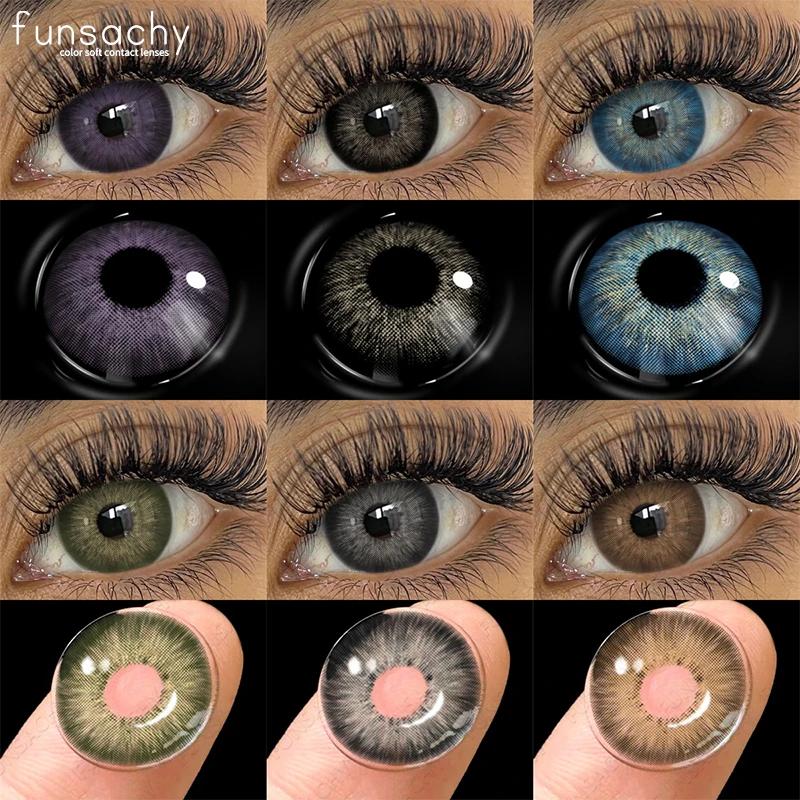FUNSACHY 1pair Colorcon Colored Contact Lenses for Eyes Fashion Beauty Pupils Blue Lens Natural Cosmetic Makeup Lenses Yearly