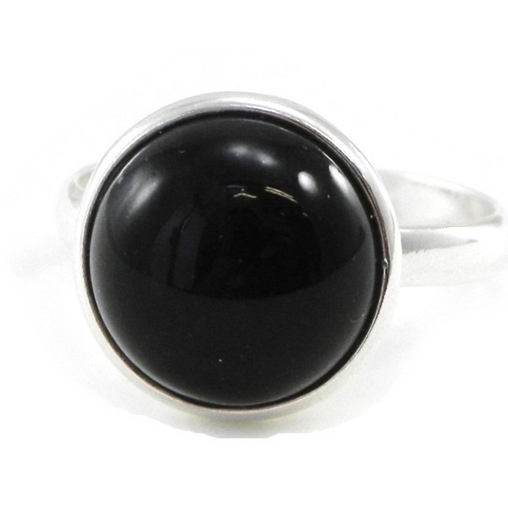 Black Jet Black Goddess Silver Ring