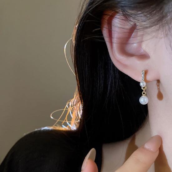 1 пара элегантных серег-гвоздиков с искусственным жемчугом и стразами с кисточками, женские серьги-гвоздики для пирсинга, подарок на день рождения