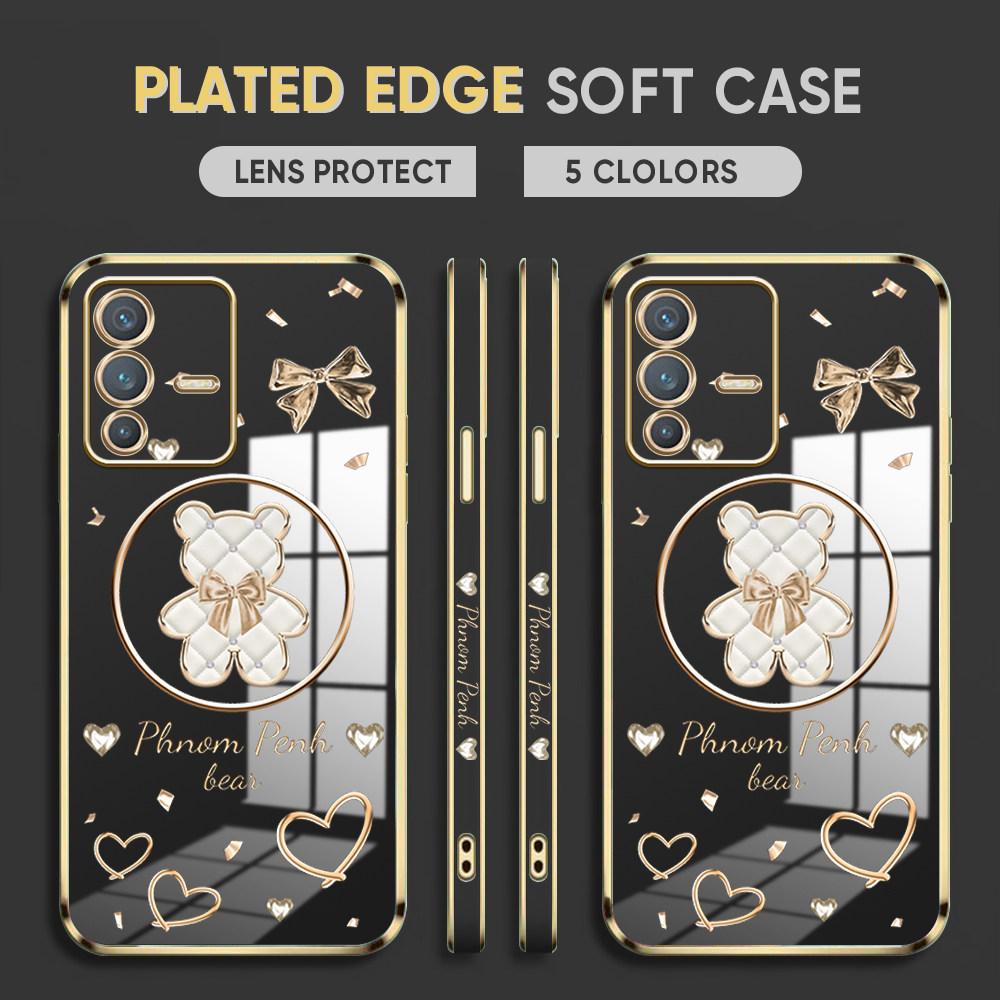 Для Honor 90 70 50 X7a X9a P30 Pro P40 Lite Infinix Hot 40i 30i Vivo Y22 Y18 V30 Pro V40 Мягкий чехол для телефона TPU с рисунком сияющего медведя