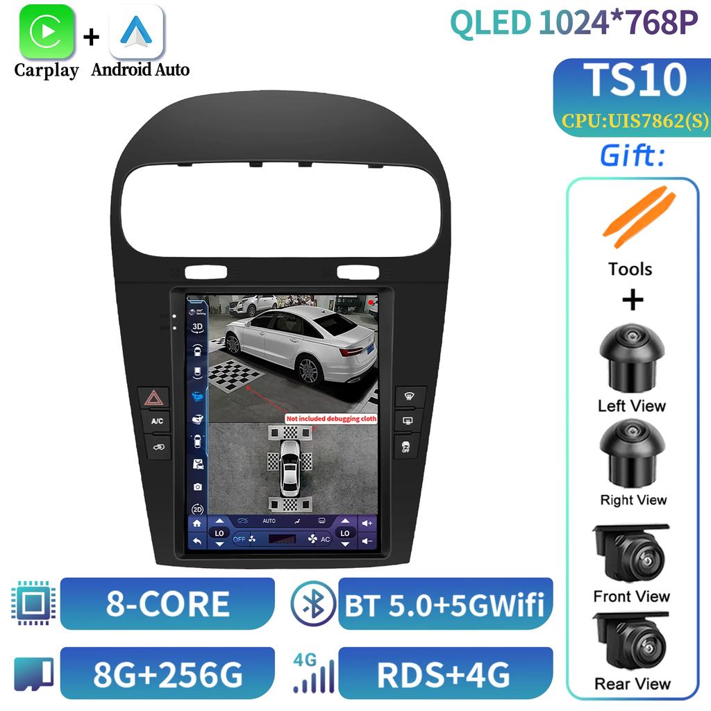 9,7-дюймовый автомобильный радиоприемник с мультимедиа Carplay Video GPS для Dodge Journey Fiat Freemont 2012-2014 Android 14 стерео навигационный плеер экран