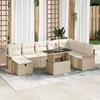 VidaXL 9-Piece Garden Sofa Set Beige Poly Rattan with Cushions 3359698