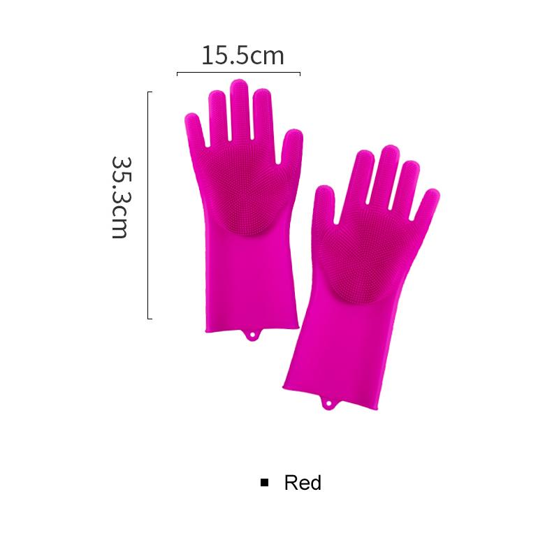 Magic Silicone Dishwashing Gloves Reusable Scrubber Dish Washing Sponge Cleaning Gloves with Brush Scrubbing Kitchen Tools