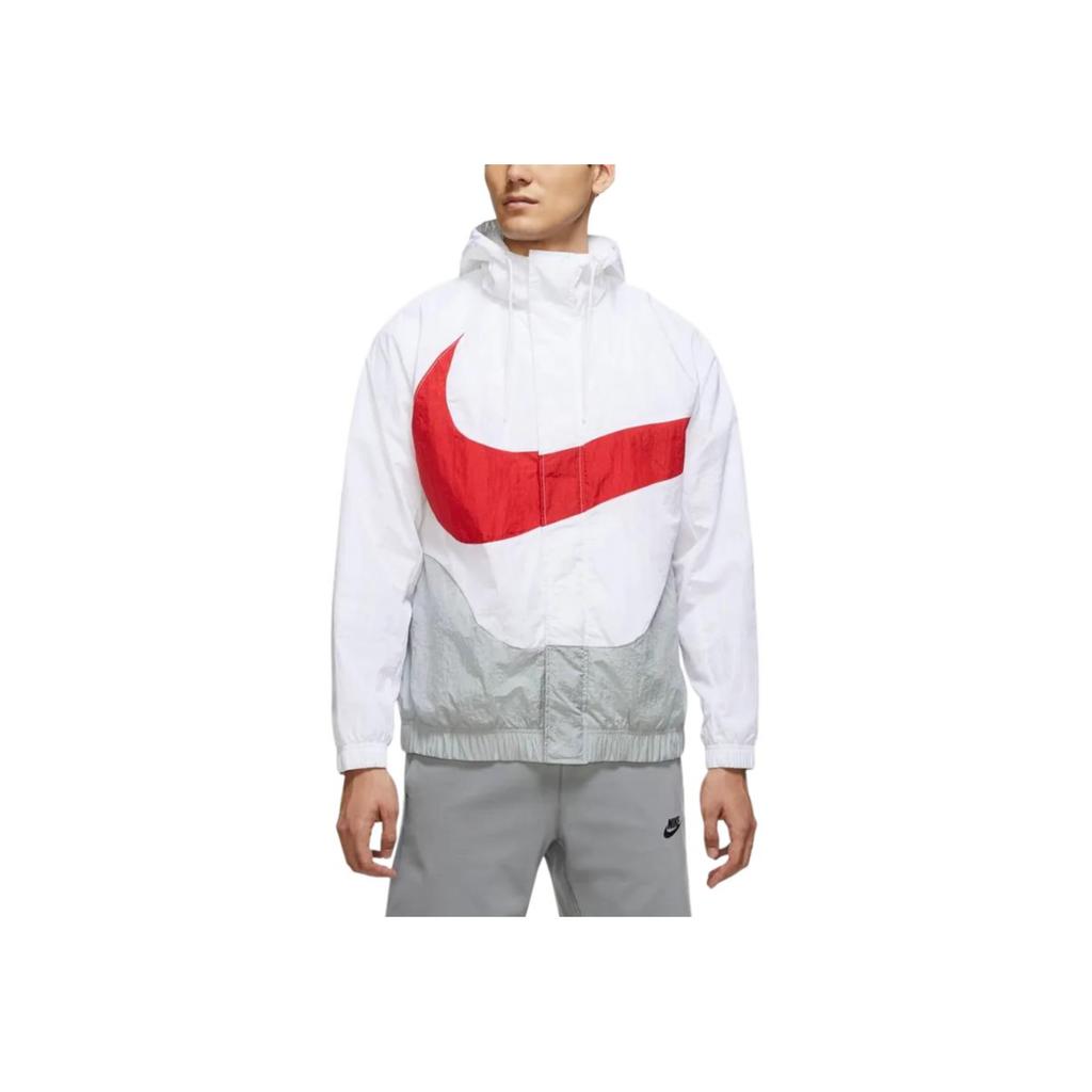 Nike Куртка с капюшоном и длинными рукавами с цветным блоком и принтом логотипа, мужская белая DD5968-100