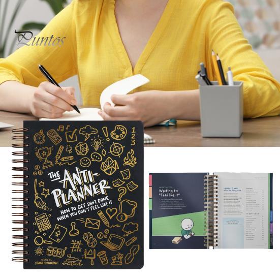 Anti-Planner Notebook Premium White Paper Anti-Bleed Design ADHD-Friendly Daily Organizer with Comics Coloring Pages And Strategies