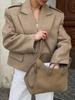 Европейский и американский осенне-зимний шерстяной костюм: Женское пальто кэжуал с широким лацканом класса люкс
