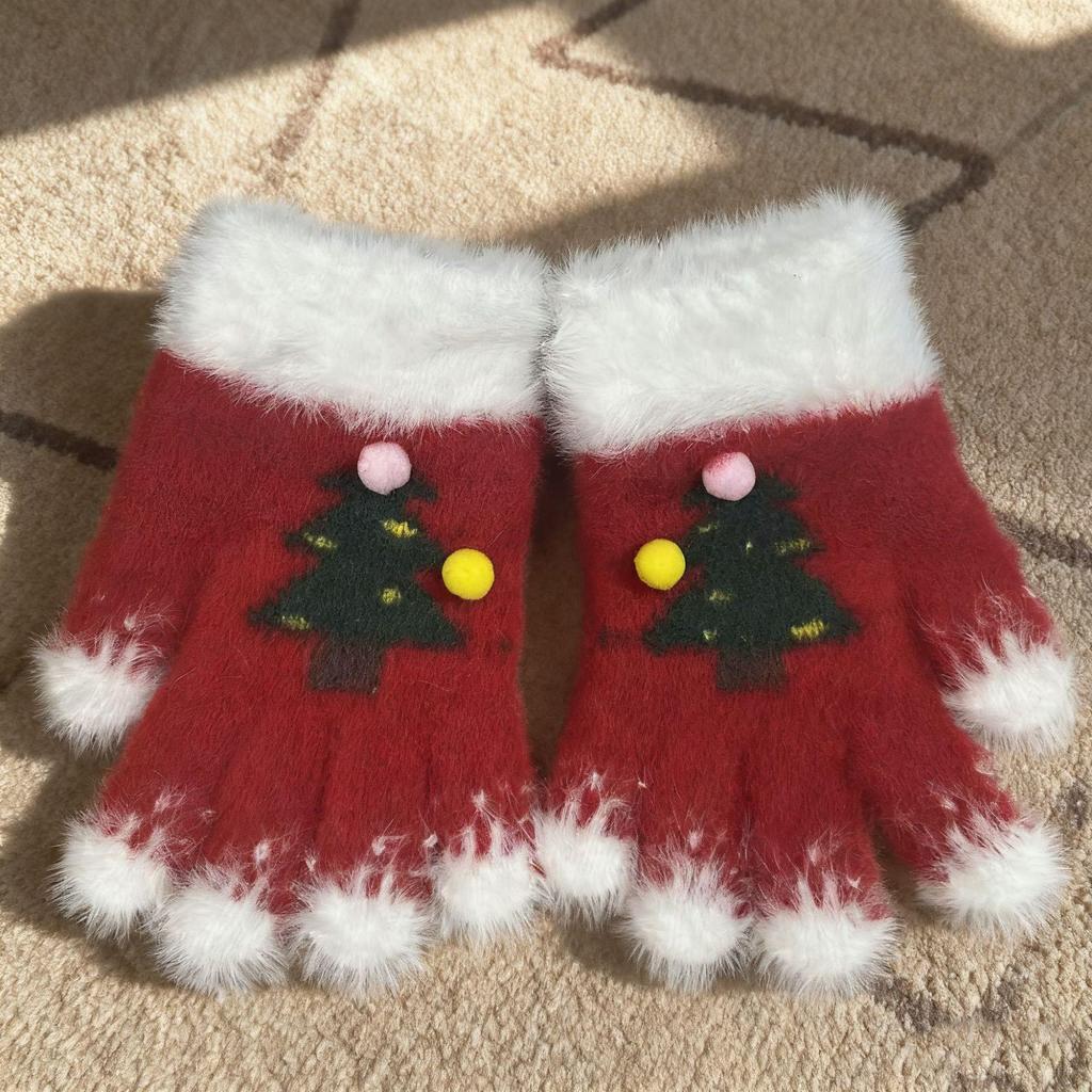 Детские зимние вязаные перчатки с сенсорным экраном - Теплые и милые перчатки без пальцев для мальчиков и девочек