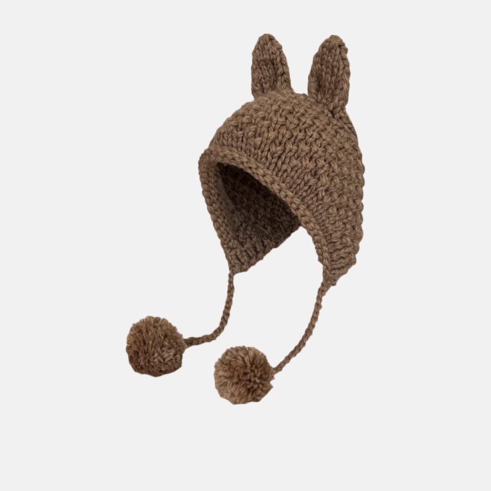 Корейская вязаная шапка Y2k, новый дизайн, защитная шапка для ушей, зимняя вязаная шапка с кроличьими ушками для женщин