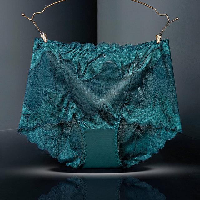 Сексуальные женские трусы большого размера с вышивкой, бесшовные кружевные трусики со средней посадкой, ажурные прозрачные сетчатые удобные женские трусики