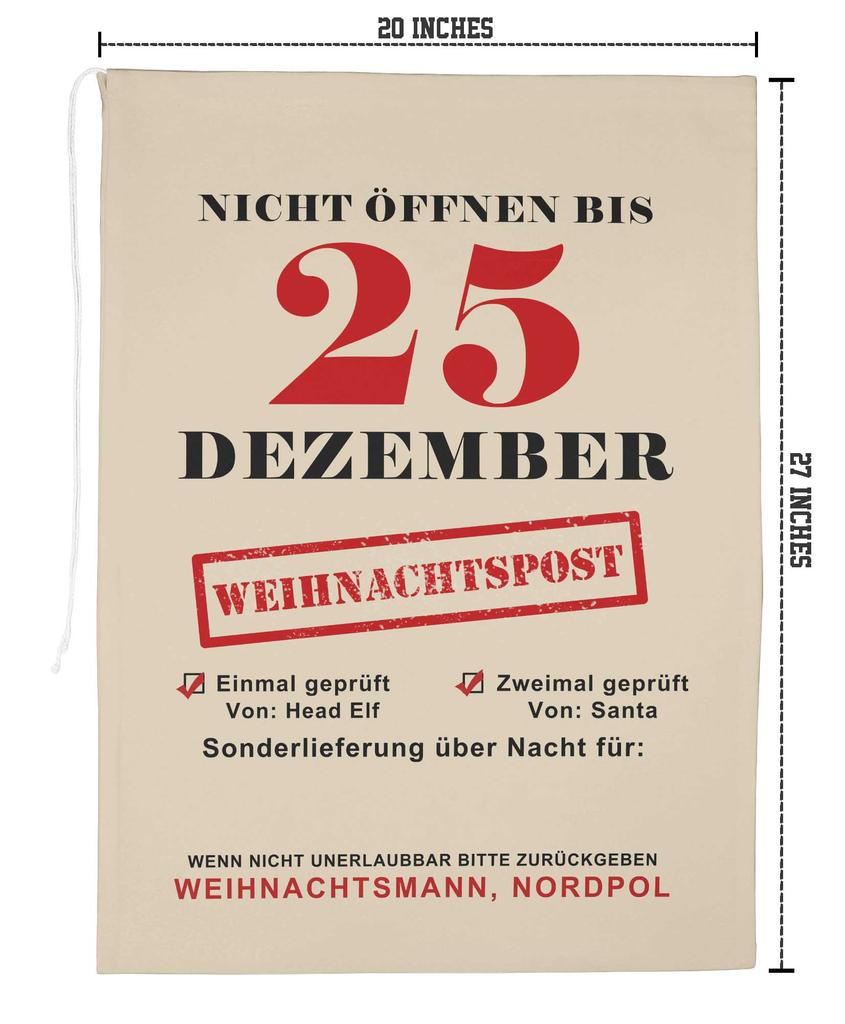 Printtoo 2 шт. Большие мешки Санты с завязками на шнурке, холщовые рождественские подарочные пакеты для детей, Рождество 27x20 дюймов