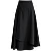 Women's Black A-Line Skirt: Spring, High-Waist, Medium To Long, Irregular Hem, Large Size, Korean Style, Hip-Covering, Flared Umbrella Design.