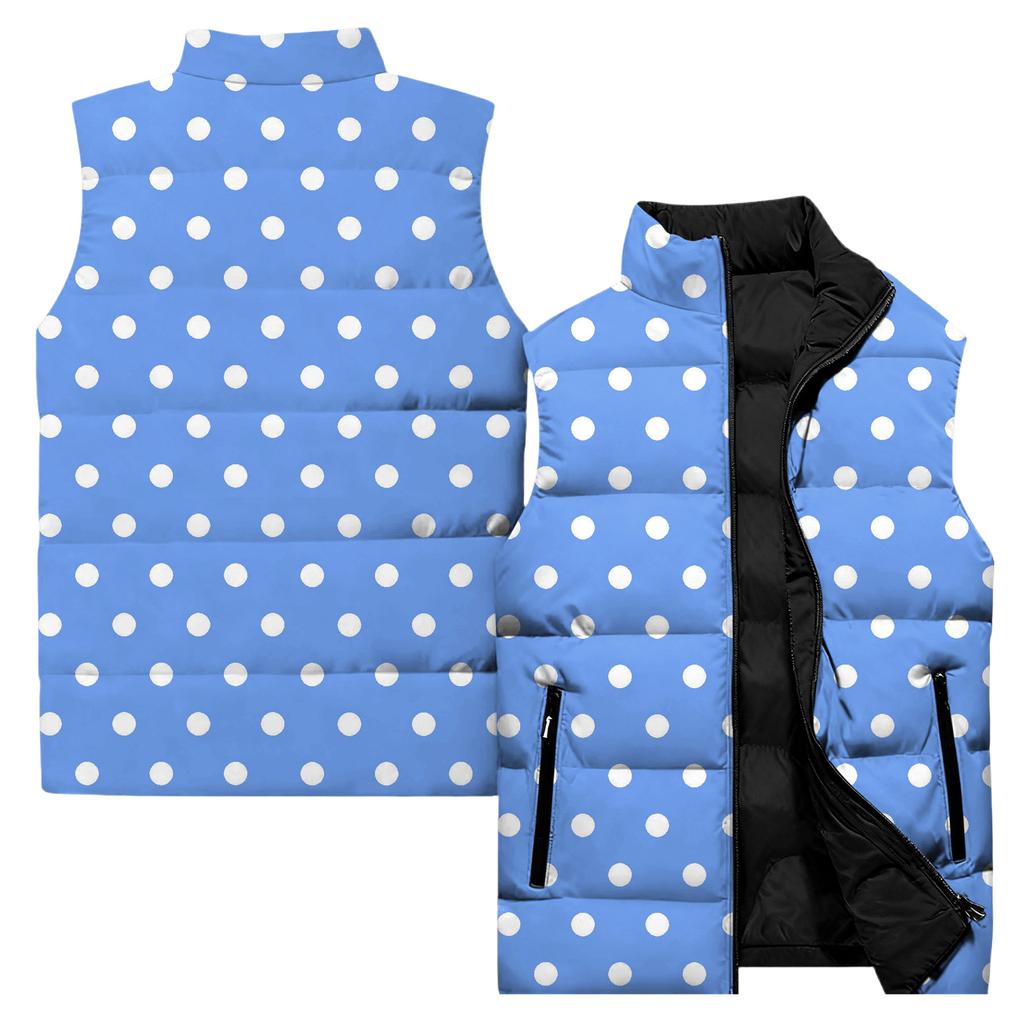 Ladies' Casual And Fashionable Sleeveless Vest Polka Dot Printing Cotton Jacket