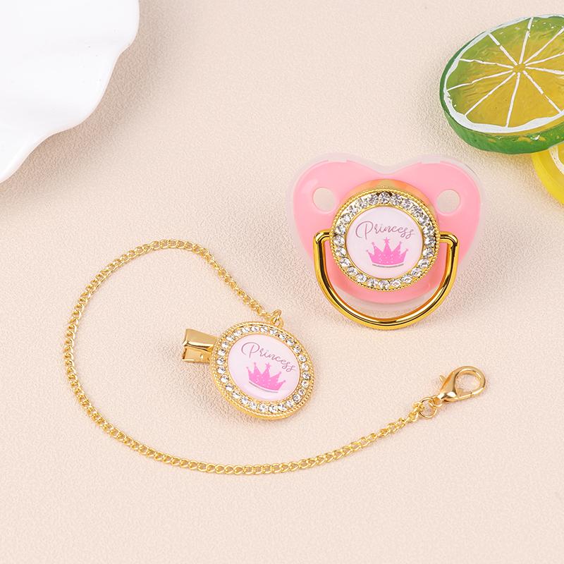 1 шт., блестящая корона, набор цепочек для пустышки, подарок на детский душ, силиконовая пустышка для новорожденного, прорезыватель для зубов, детская соска-пустышка