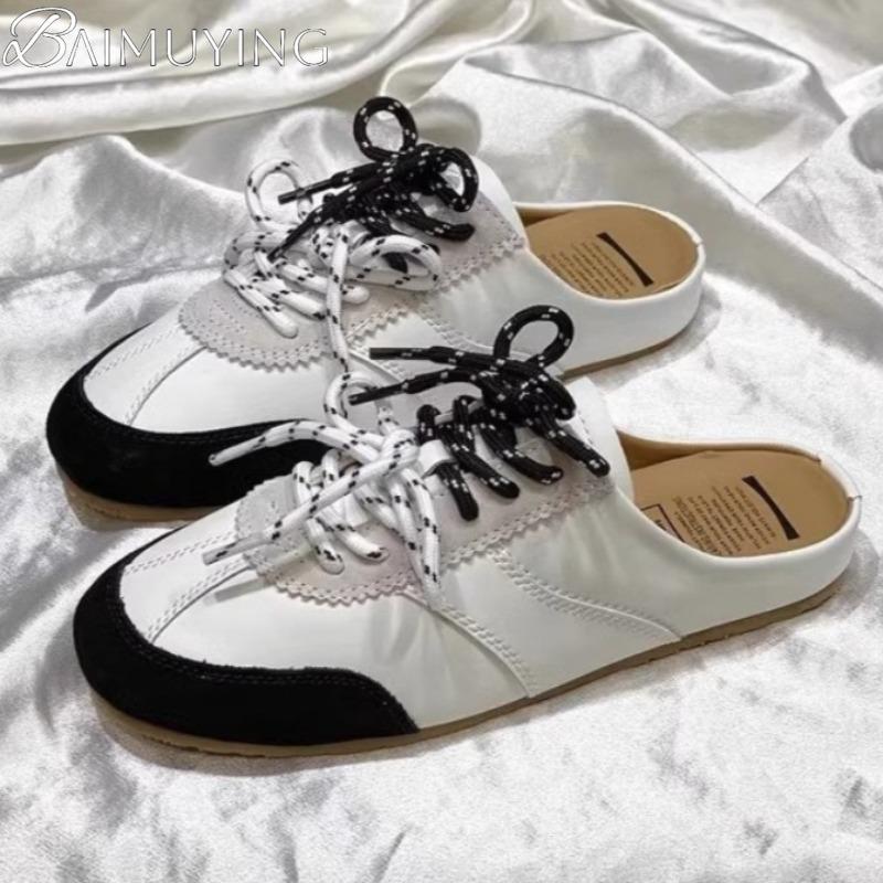 Модные повседневные кроссовки женские тапочки на шнуровке мюли обувь женские плоские сандалии тренд 2025 бренд спортивный дизайн беговые шлепанцы zapatos mujer