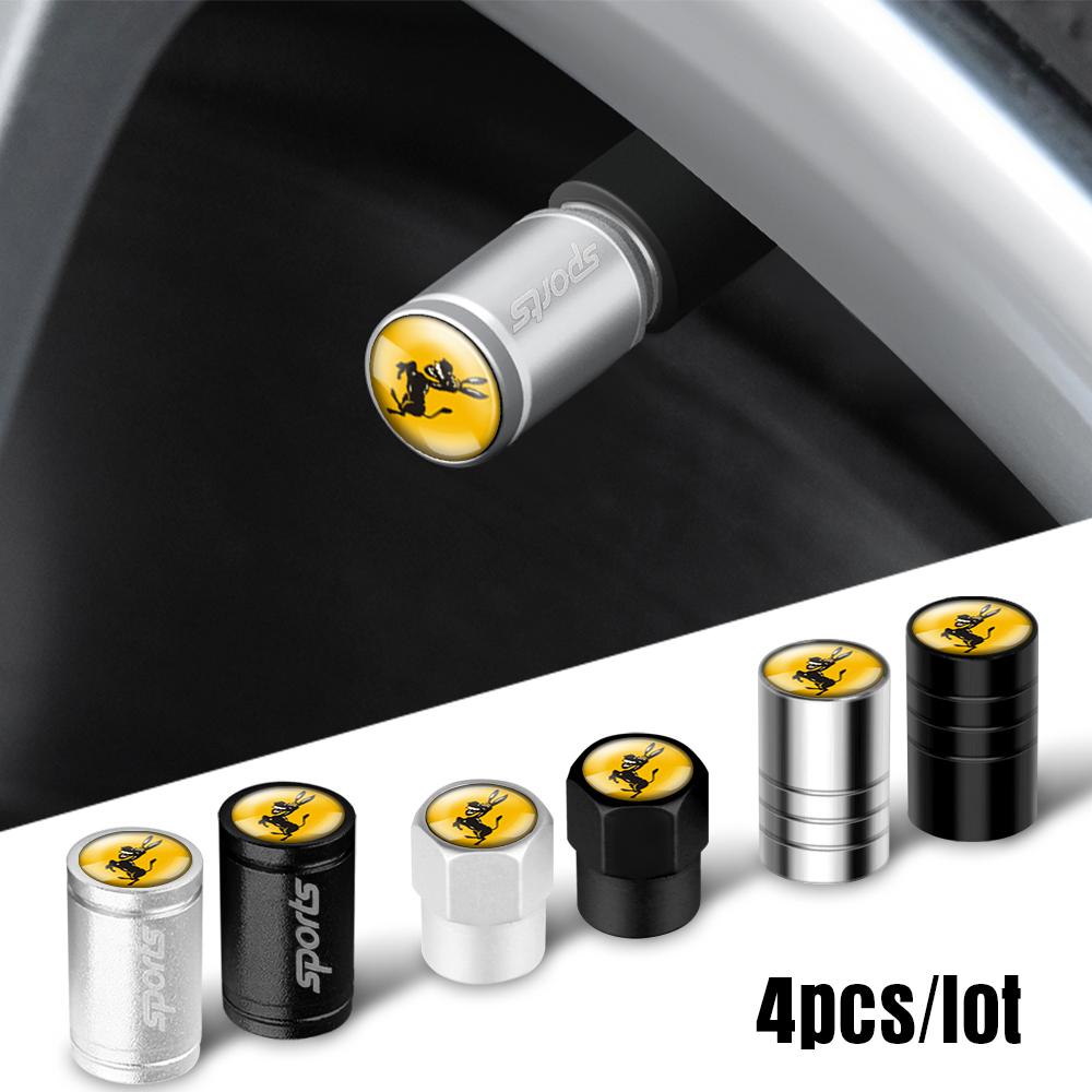kqsdr10 4Pcs Donkey Emblem Car Styling Valve Caps Wheel Tires Air Valve Stem Protective Cover for Ferrari Auto Modification Accessories