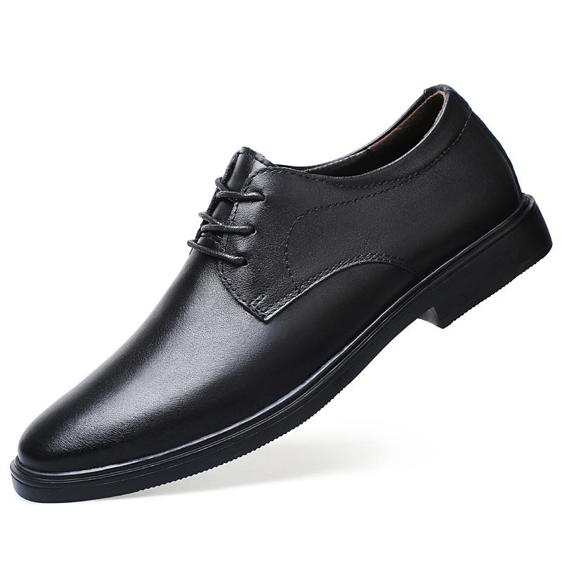 Fashion Genuine Leather Men Business Casual Shoes Luxury Brand Derby Shoes Soft Soled Formal Dress Shoes Pointed Wedding Oxford Footwear