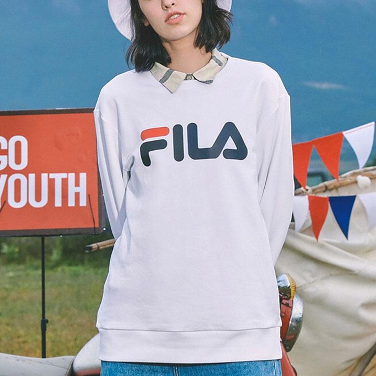 Fila Спортивная толстовка с круглым вырезом и большим принтом логотипа, унисекс, белая F51U044231FWT