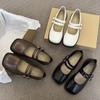 2025 Туфли Джейн Белые Кавайные Каблуки Квадратный Носок Плоские Туфли-Лодочки с Пряжкой для Женщин Уличный Краткий Милый Прекрасный Стиль Платье Туфли для Вечеринки