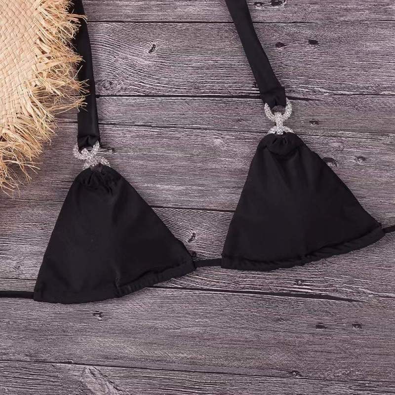 Женский купальник-бикини с лямкой на шее, бандажный отдельный пляжный комплект бикини, купальник с низкой талией