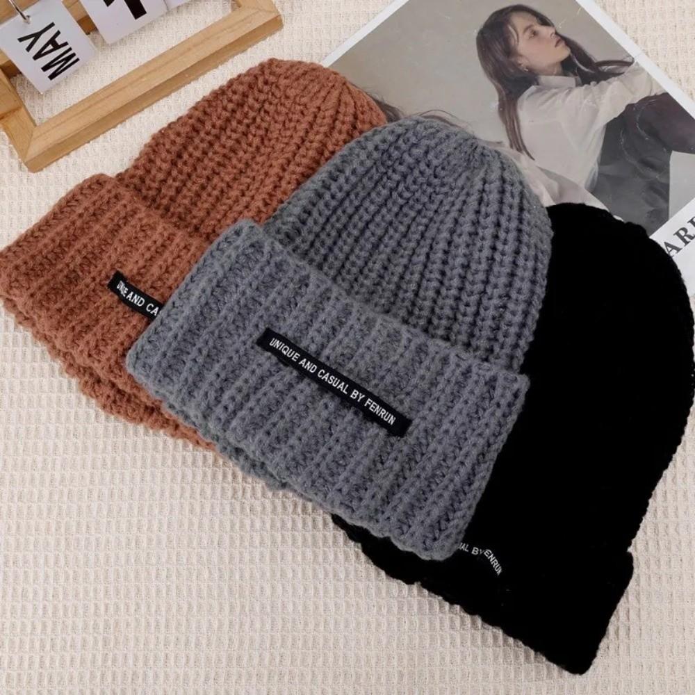 Solid Color Winter Hat Letters Embroider Ski Hats New Hip Hop Caps Autumn Winter