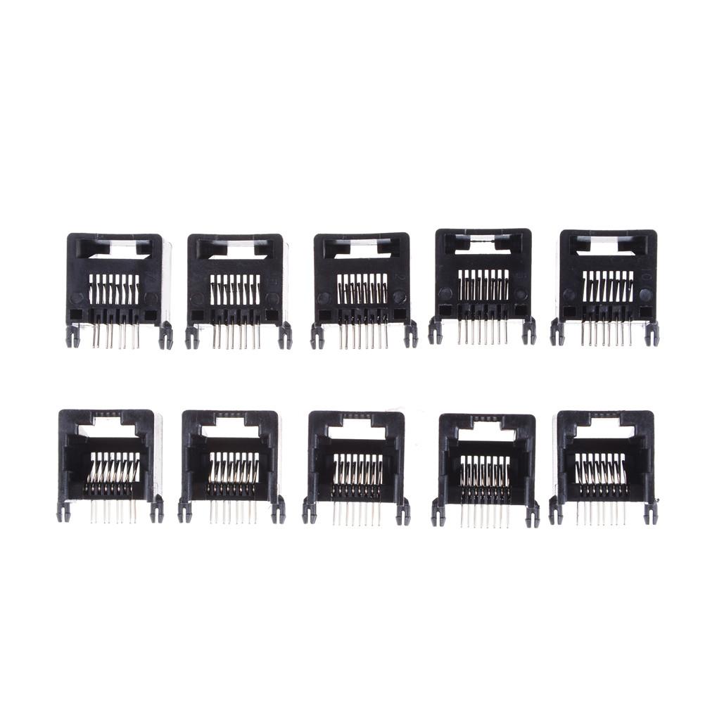10 шт./лот RJ45 8P8C Компьютерная Сетевая Розетка для Печатной Платы Черная, Серая