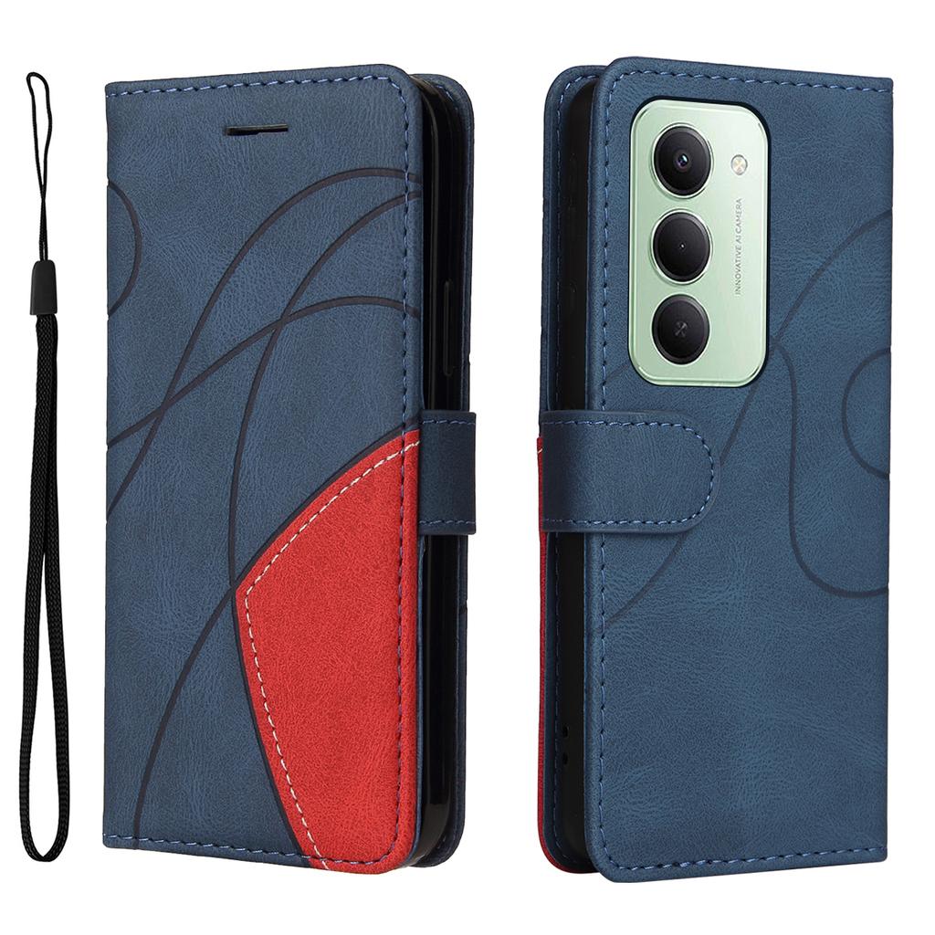 For Xiaomi Redmi 15 4G (EU) (171mm) Leather Phone Case Stand Wallet with Bi-colour Splicing Design
