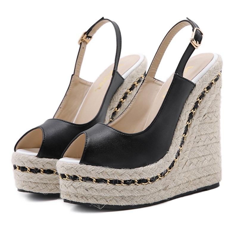 Супер высокие женские летние босоножки на танкетке женские модные босоножки на высоком каблуке с открытым носком женская обувь