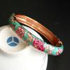Ethnic Gifts For Women Girl Peony Cloisonne Enamel Filigree Bracelet Accessories Jewelry Bangles