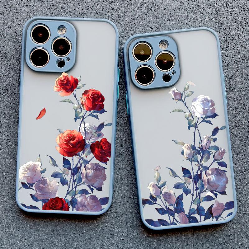 Чехол для телефона с цветком розы для iPhone 11 Чехол iPhone 15 14 Pro Max 11 12 13 Pro Max Mini XR XS X 7 8 14 15 Plus SE2 Ударопрочный чехол
