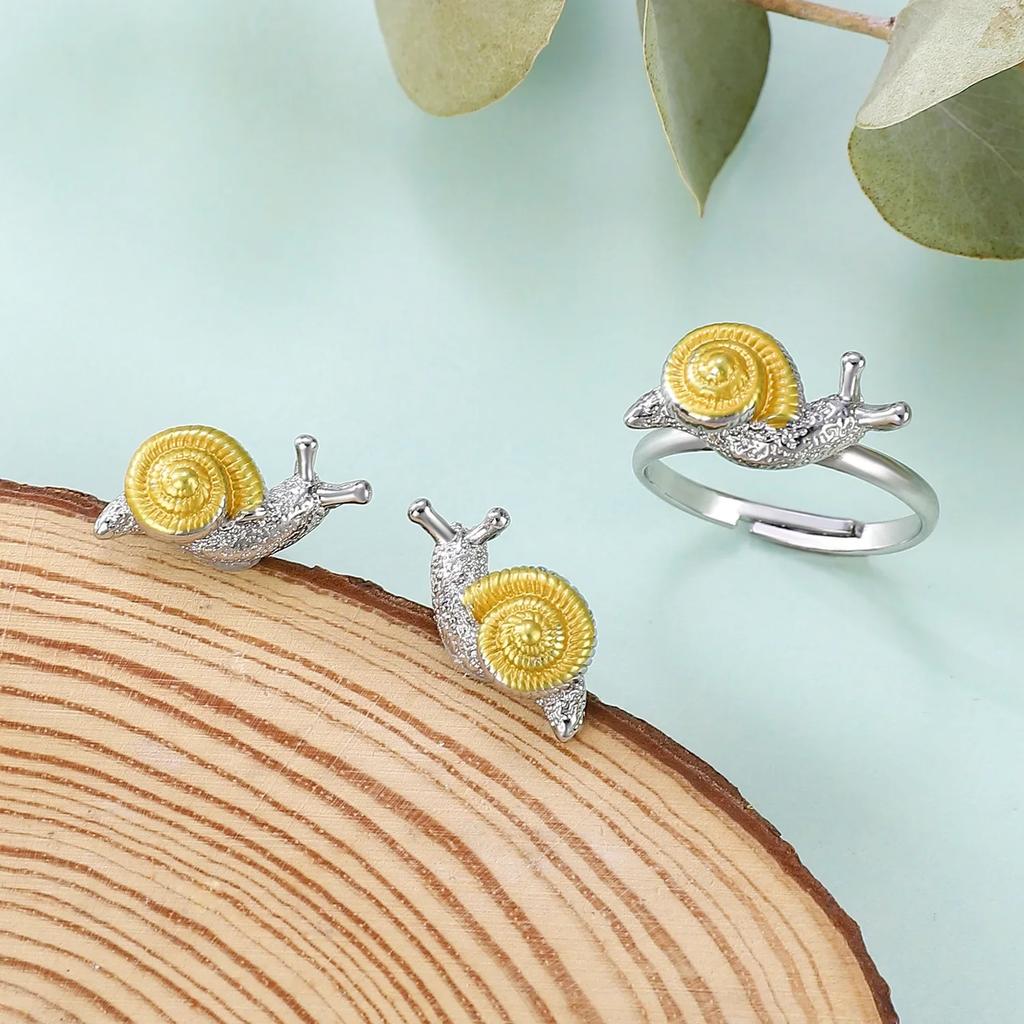 Fashion Elegant Golden Silver Color Snail Earrings for Men Women Luxury Woman Earring Ring Set Korean Y2K Accessories Charm Kpop