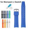 Liquid Silicone Strap for Blancpain X Swatch Curved End Stainless Steel Buckle 22mm Men Women Breathable Hole Replace Watch Band