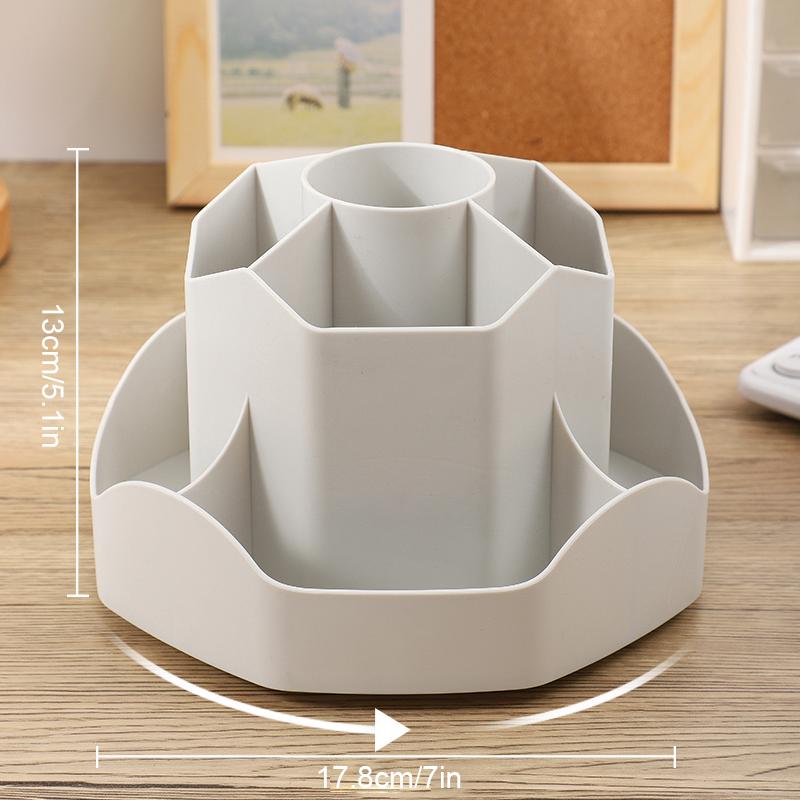 Large Capacity Plastic Rotating Pen Holder Storage Box Office Student Desktop Stationery Storage Container Learning Supplies