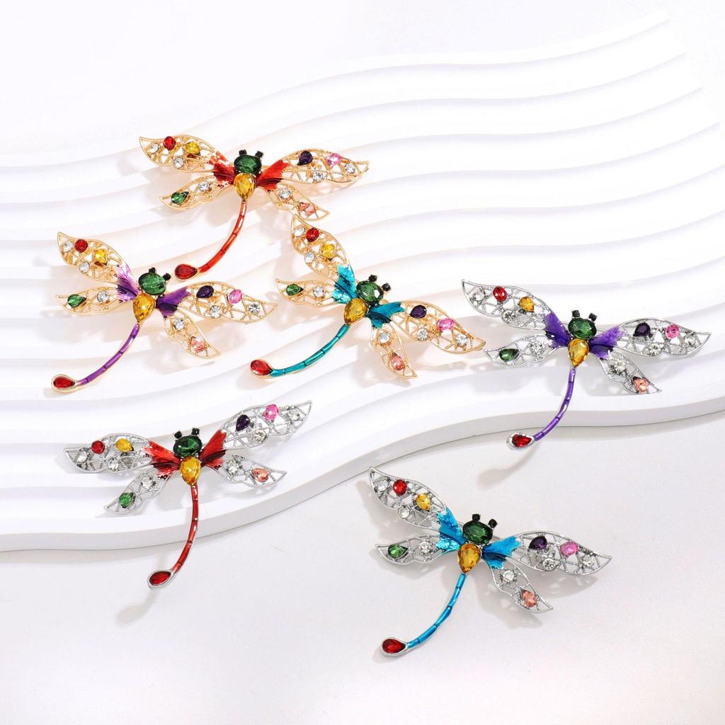 Женское пальто полихроматическая брошь-стрекоза, новая шестицветная брошь со стразами, булавка для женщин, ювелирные изделия, подарки PD1080