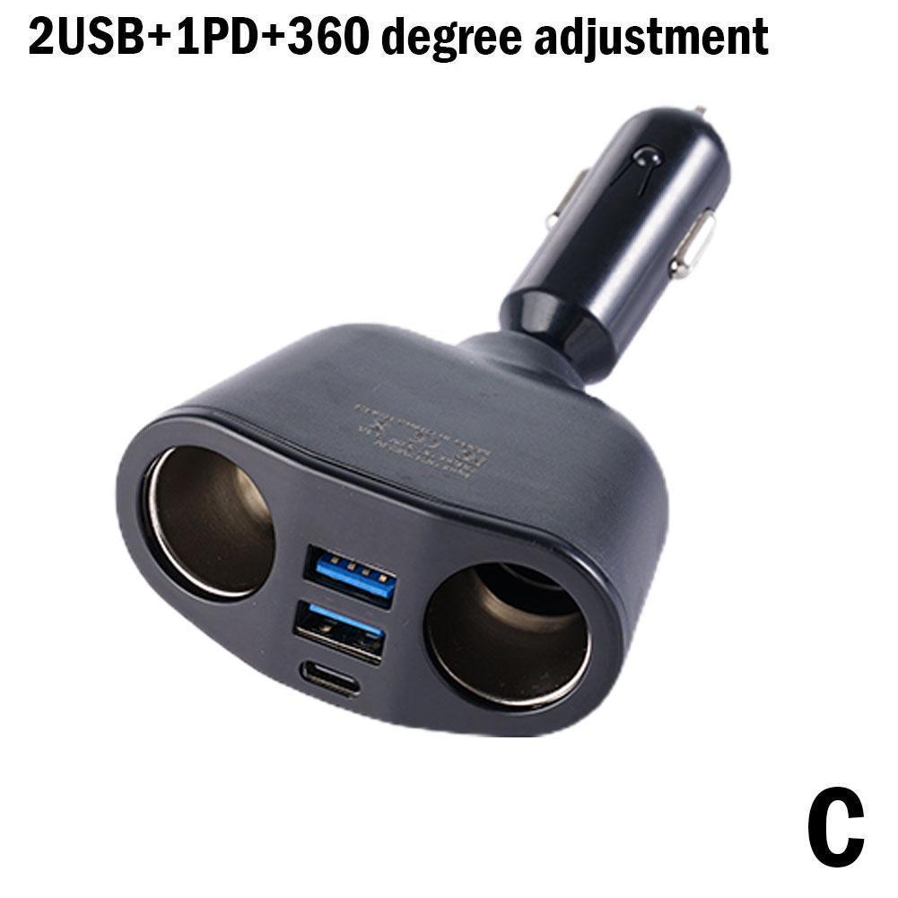 Car Cigarette Lighter Socket Splitter PD QC3.0 Fast Charging 2 USB Charger 5 Ports For Mobile Phone DVR Charging