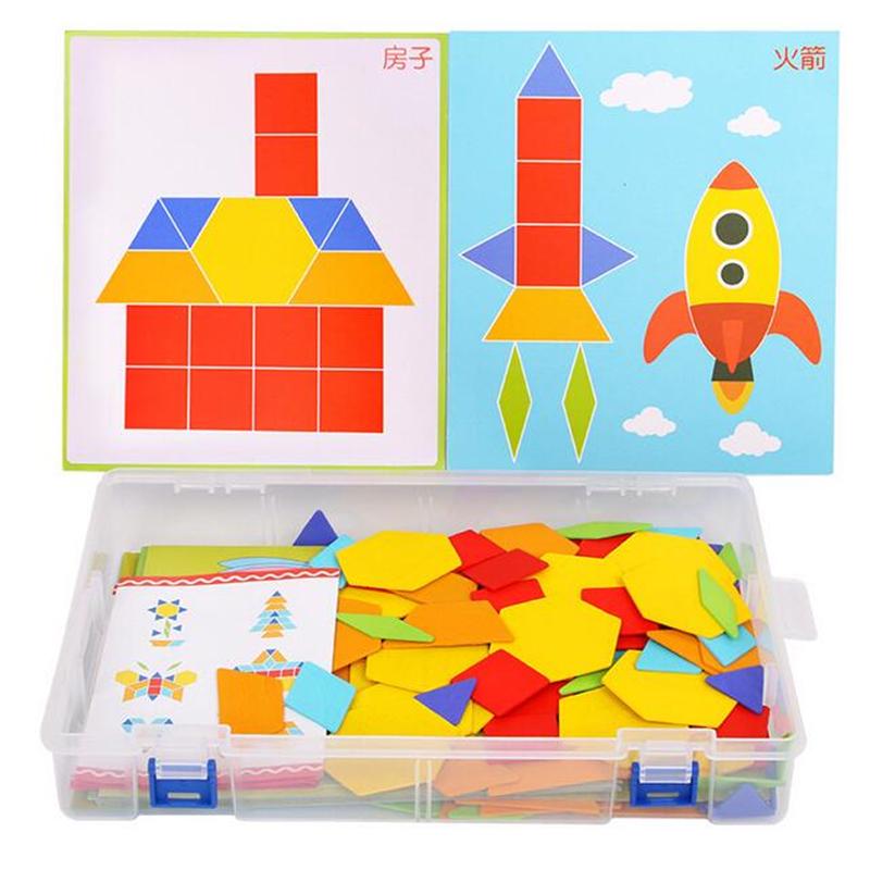 170 шт./набор красочных деревянных игрушек-головоломок «Танграм», геометрическая форма, забавная творческая игра-головоломка для малышей