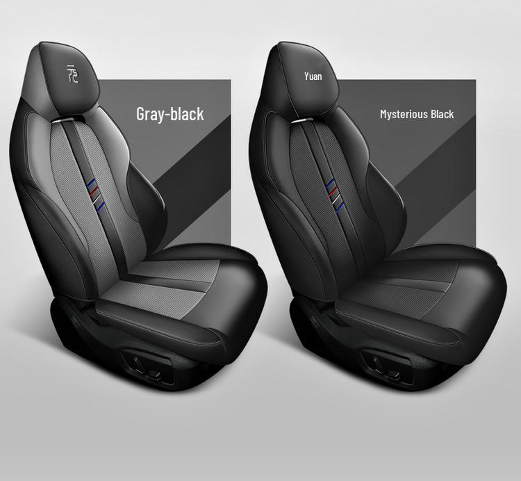 BYD Yuan PLUS Перфорированная кожаная накидка на сиденье автомобиля - Круглогодичная, Полностью закрытая, Чехол для пяти сидений.