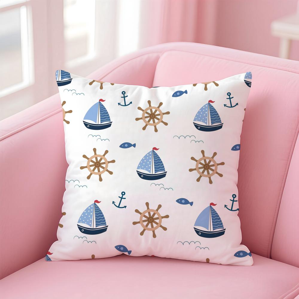 Animals Marine Theme Print Cushion Cover Pillow Case Soft Skin Friendly Fabric Concealed Zipper