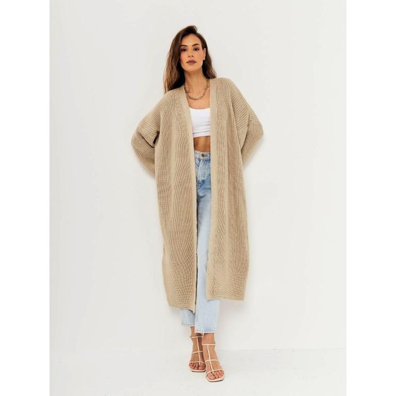 Женский осенне-зимний повседневный свободный кардиган длинный вязаный свитер