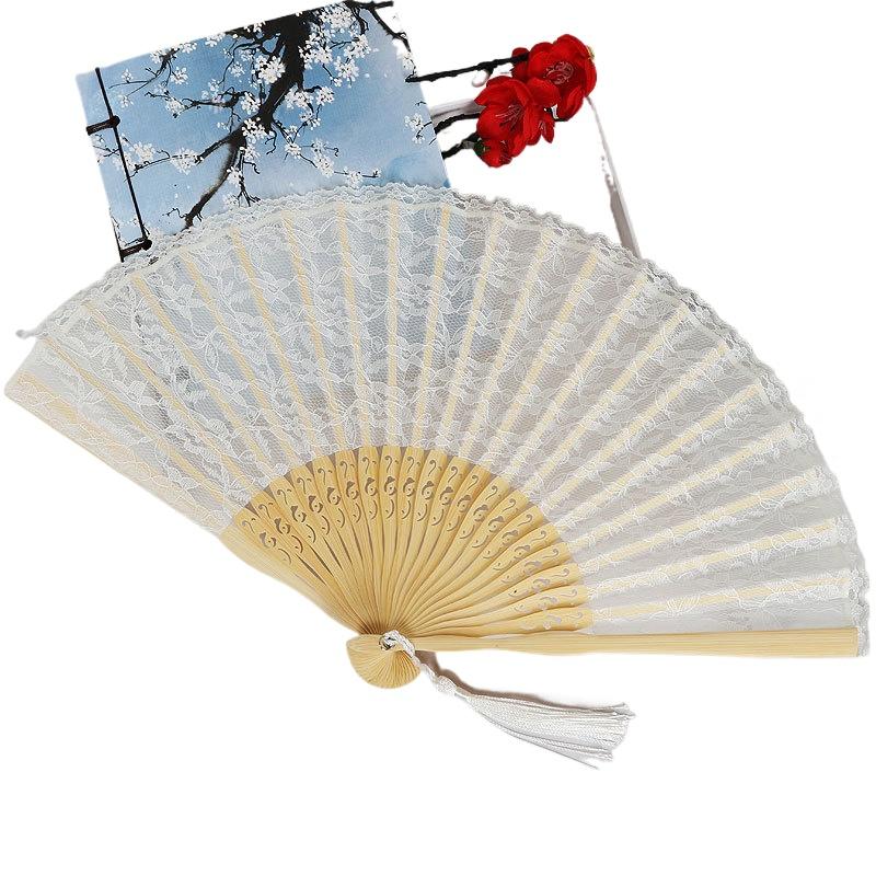 Подарок в китайском стиле для танцевальной вечеринки, шоу, художественное ремесло, орнамент, кружевной складной веер, реквизит для выступлений, деревянные ретро-аксессуары