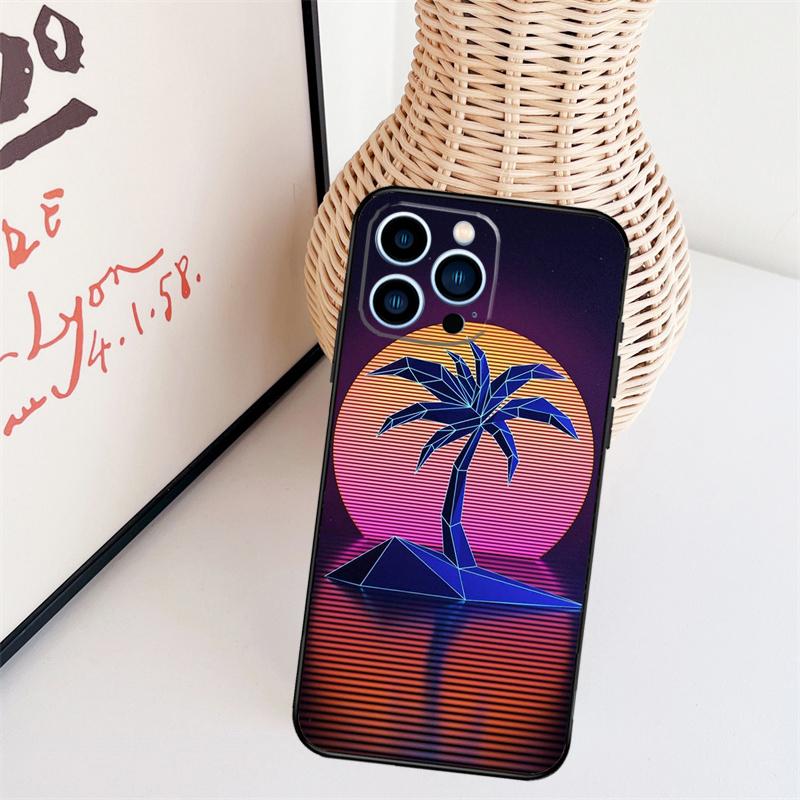 Чехол для телефона Retrowave Neon Palms Tree для iPhone 17 Pro Max 16 15 11 13 12 14 Pro Max mini 15 16 Plus 16e 17 Air