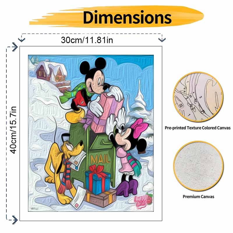 Disney Зимние Микки Минни Плуто Наборы для DIY масляной живописи Ручная роспись Декор для дома Поделки Идеи подарков Холст Настенное искусство Праздничный декор стен