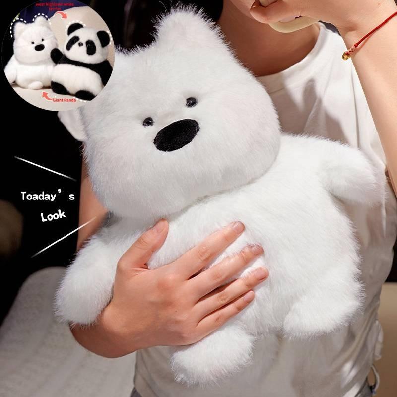 Adorable Reversible West Highland White Terrier Panda Plush Toy For Kids Birthday Gifts