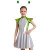 Girls Alien Costume Set Cap Sleeves High Waist Design A-Line Dress Outer Space Cutie Outfit Hair Hoop Included