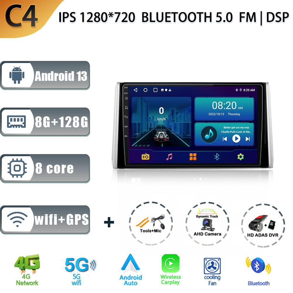 Беспроводной CarPlay для Toyota RAV4 XA50 2018-2020 Аудио Стерео Android 13 Автомагнитола Мультимедиа GPS Навигация WIFI 4G Авто Экран