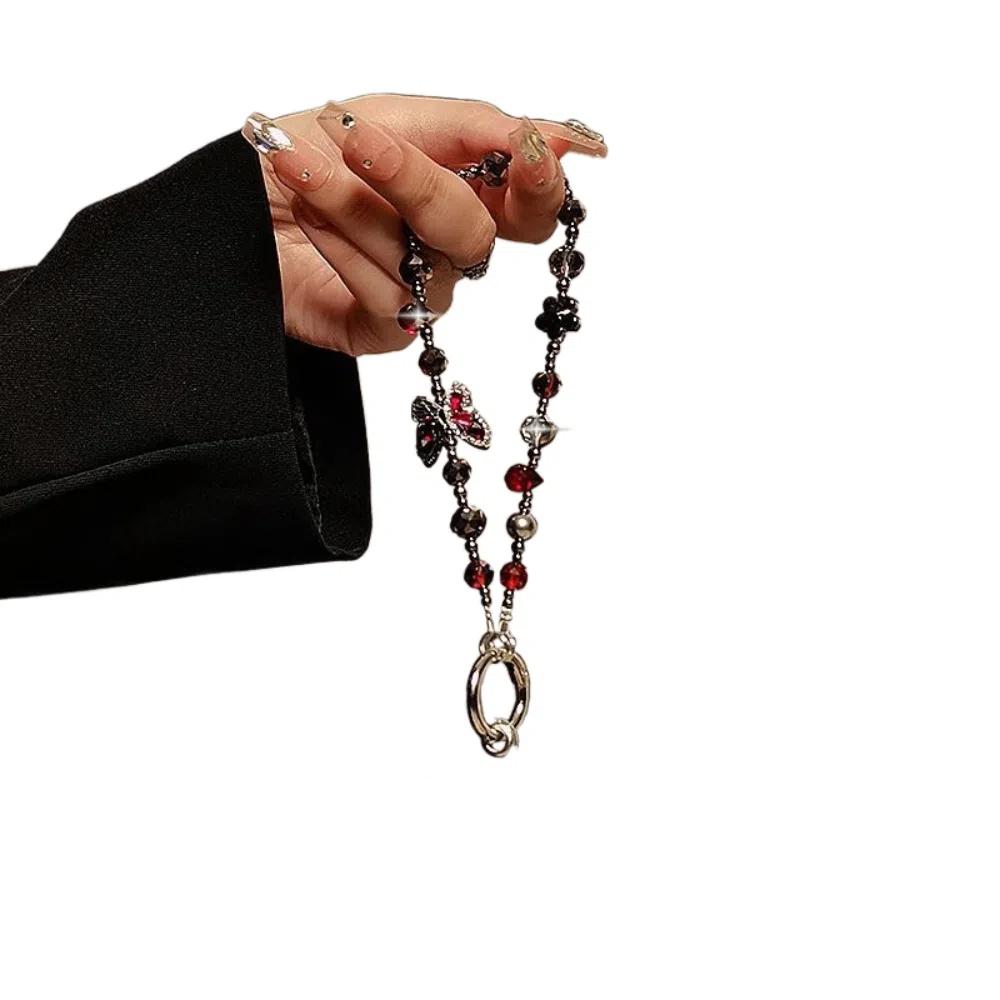 High end Dark Butterfly For Phone Chain Handcrafted Women's Woven Bag Chain Pendant And Accessory