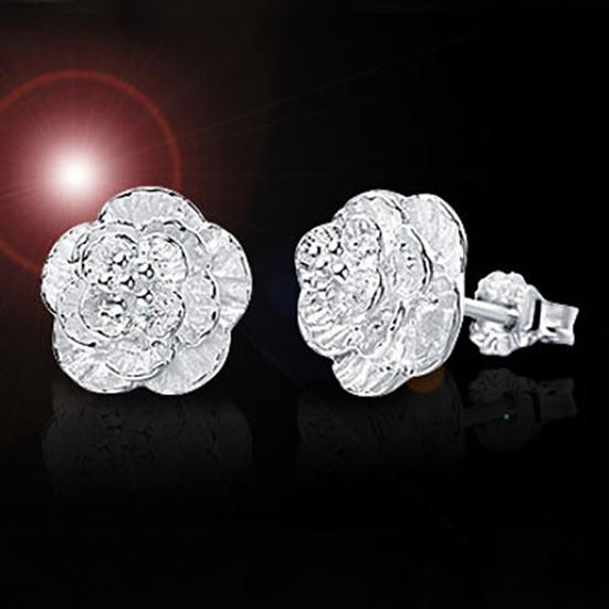1 пара женских модных романтических сережек-гвоздиков в форме цветка с серебряным покрытием для вечеринки
