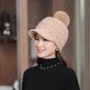 Осенне-зимняя шапка женская зимняя теплая вязаная шапка с подкладкой шерстяная шапка с утолщенным утиным язычком теплая плюшевая защитная шапка-берет