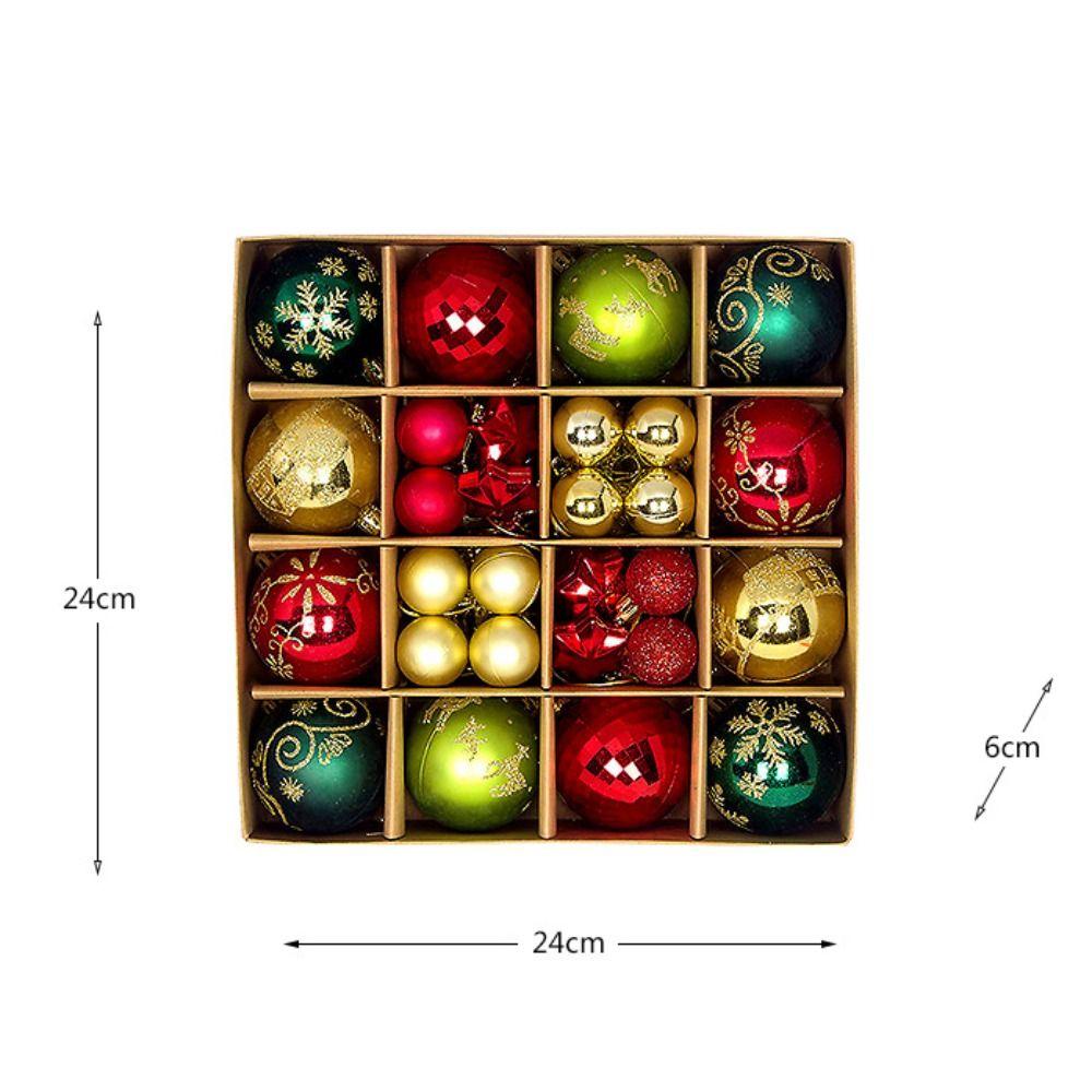 44PCS Durable Plastic Christmas Ball Set 3-6cm Suspensable Xmas Ornament Ball 10 Colors Christmas Tree Balls Home