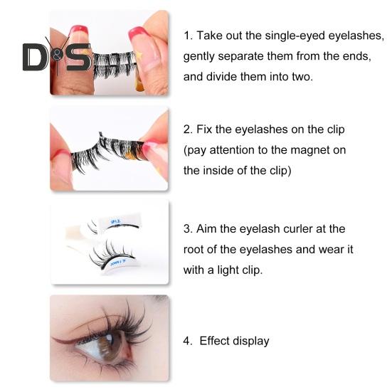 1 Set Magnetic False Eyelashes with Lash Applicator Clip Reusable Natural Wispy Double Sided Magnetic Fake Lashes with Clamp Women Eye Makeup Tools